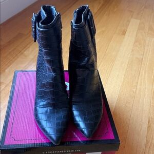 Circus by Sam Edelman Black Croc-Patterned Booties